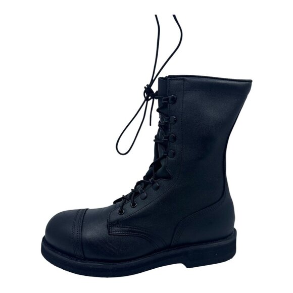 Addison Shoe Company Military Combat Boot 9R Black Steel Toe Leather USA 963006 - Picture 2 of 12